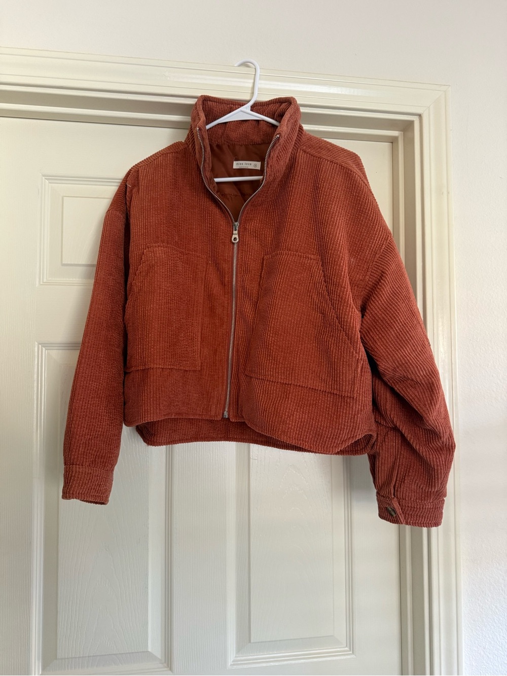 Corduroy Bomber Jacket in Rust Orange